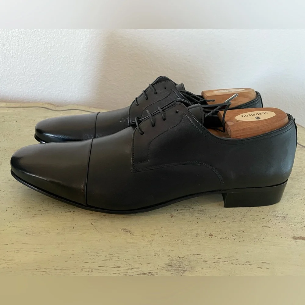 BRUNO‎ MAGLI Made in Italy Sleek Napa Leather Cap Toe Derby Size 11 1/2 M $295